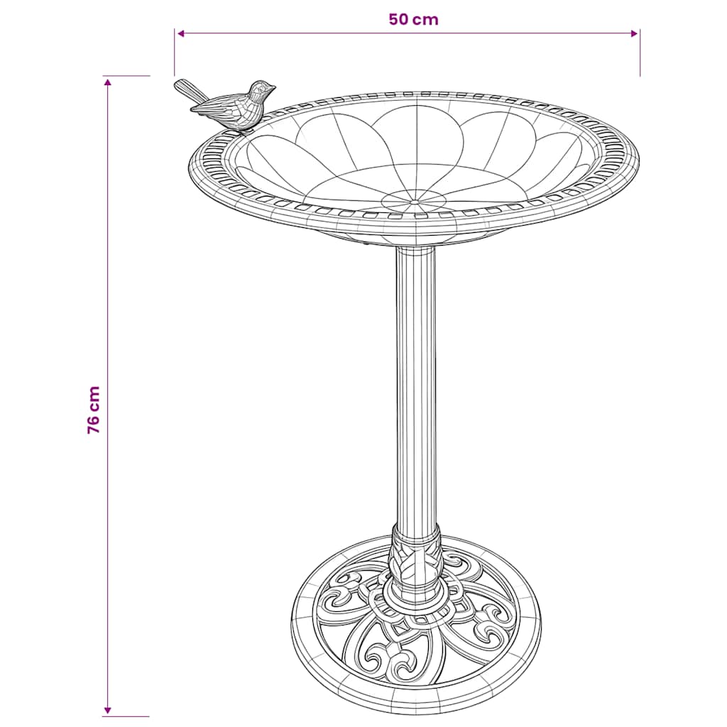 vidaXL Garden Bird Bath Bronze Plastic