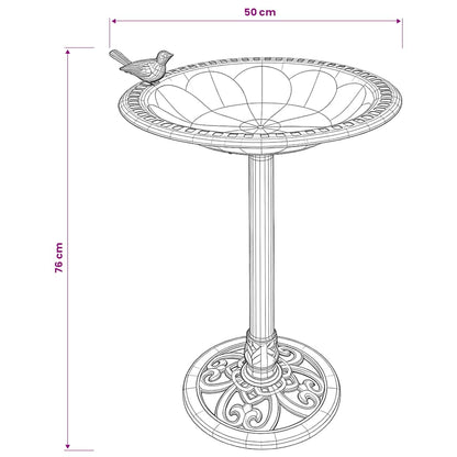 vidaXL Garden Bird Bath Bronze Plastic