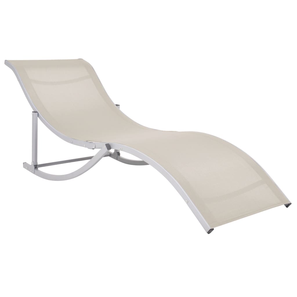 vidaXL Folding Sun Loungers 2 pcs Cream Textilene