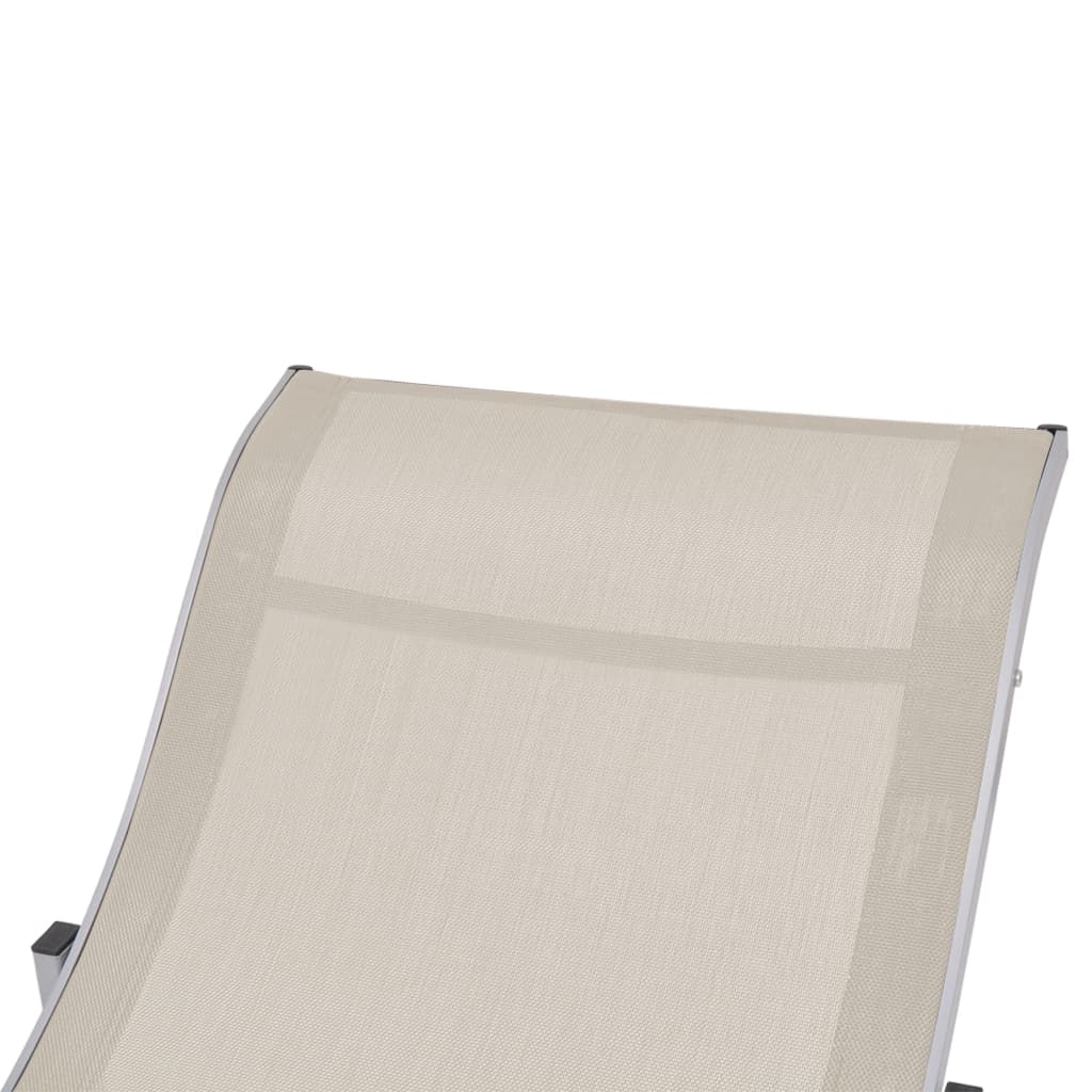 vidaXL Folding Sun Loungers 2 pcs Cream Textilene