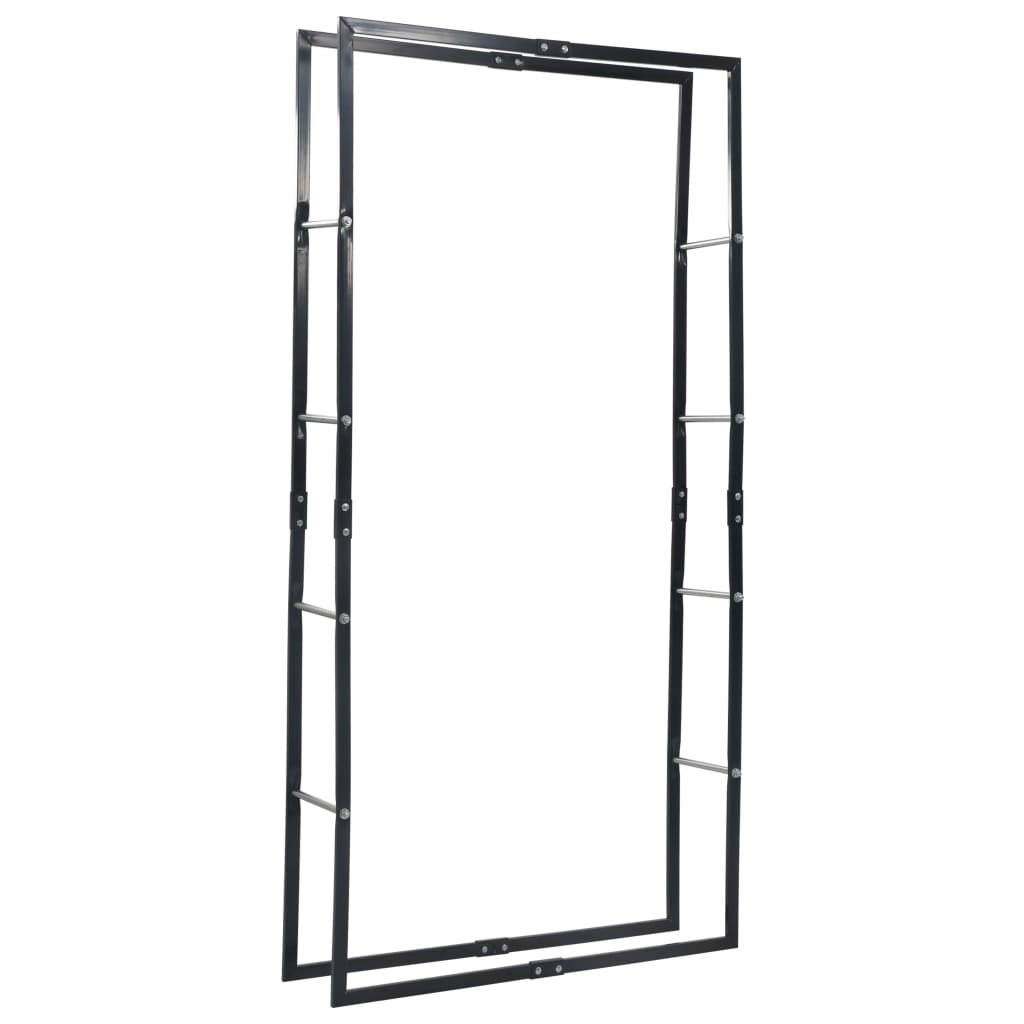 vidaXL Firewood Rack Black 100x25x200 cm Steel