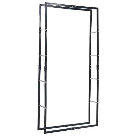 286286 vidaXL Firewood Rack Black 100x25x200 cm Steel