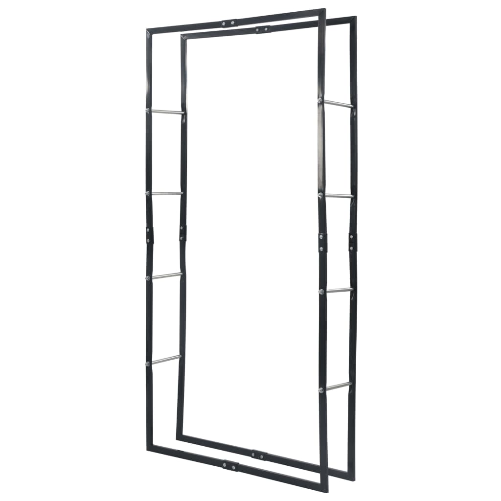 vidaXL Firewood Rack Black 100x25x200 cm Steel