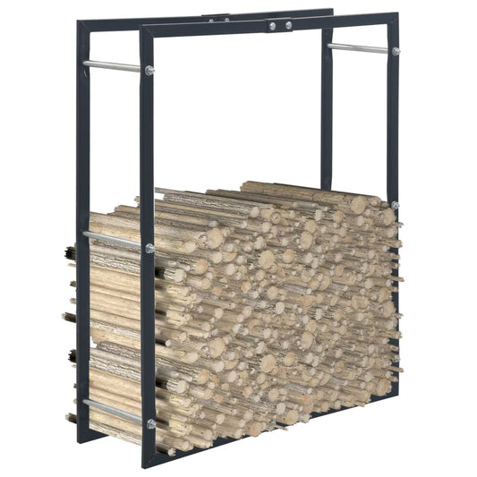 286287 vidaXL Firewood Rack Black 80x25x100 cm Steel