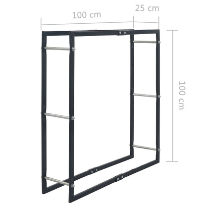 vidaXL Firewood Rack Black 100x25x100 cm Steel
