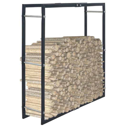 286288 vidaXL Firewood Rack Black 100x25x100 cm Steel