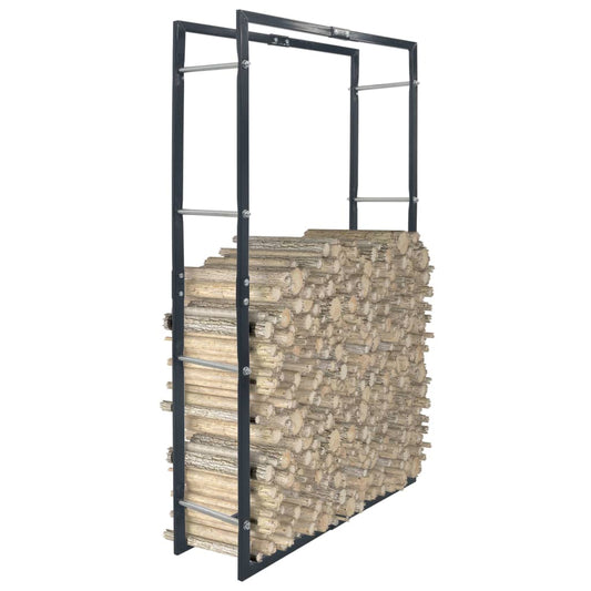 286289 vidaXL Firewood Rack Black 80x25x150 cm Steel