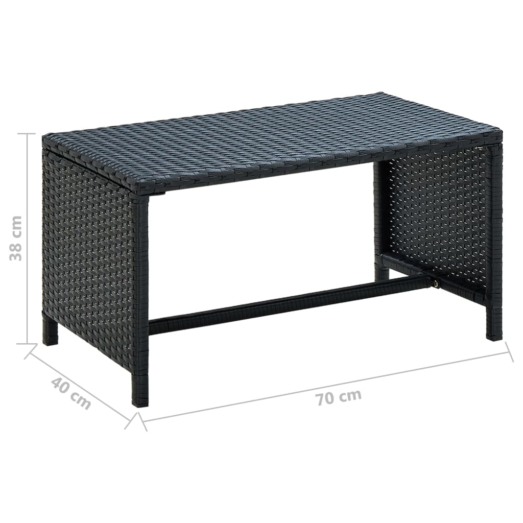 vidaXL Coffee Table | Black | PE Rattan, powder-coated steel | 70x40x38 cm