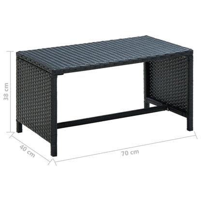vidaXL Coffee Table | Black | PE Rattan, powder-coated steel | 70x40x38 cm
