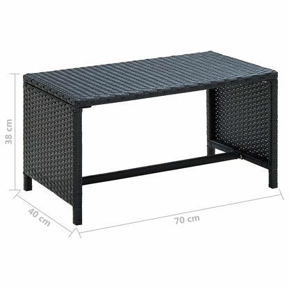 46392 vidaXL Coffee Table Black 70x40x38 cm Poly Rattan