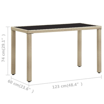 46449 vidaXL Garden Table Beige 123x60x74 cm Poly Rattan