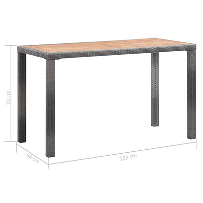 vidaXL Garden Table Anthracite and Brown 123x60x74cm Solid Acacia Wood
