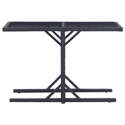 46452 vidaXL Garden Table Black 110x53x72 cm Glass and Poly Rattan