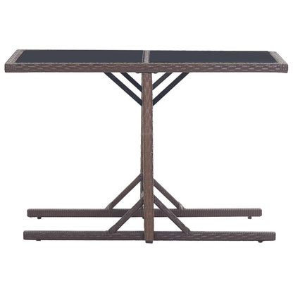 46453 vidaXL Garden Table Brown 110x53x72 cm Glass and Poly Rattan