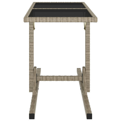 vidaXL Garden Table Beige 110x53x72 cm Glass and Poly Rattan