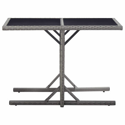 46455 vidaXL Garden Table Anthracite 110x53x72 cm Glass and Poly Rattan