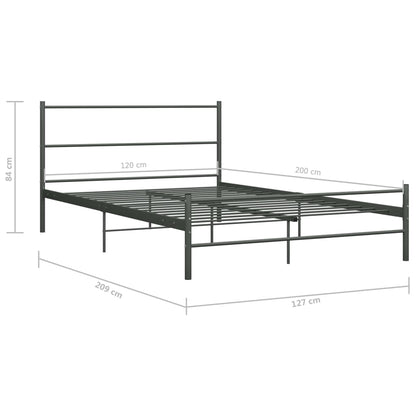 284686 vidaXL Bed Frame without Mattress Grey Metal 120x200 cm
