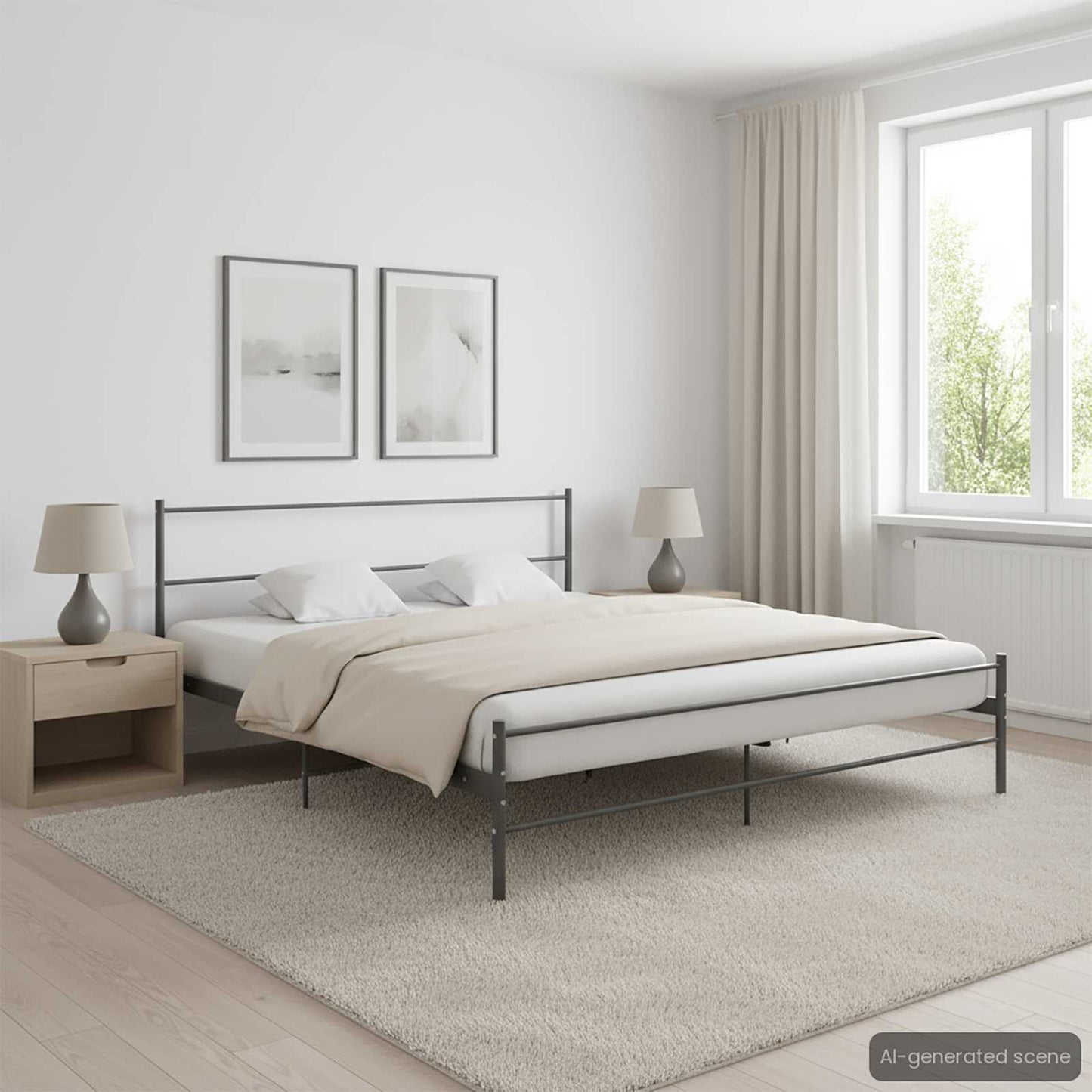 284687 vidaXL Bed Frame without Mattress Grey Metal 200x200 cm