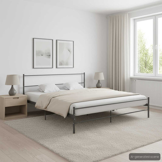 284687 vidaXL Bed Frame without Mattress Grey Metal 200x200 cm