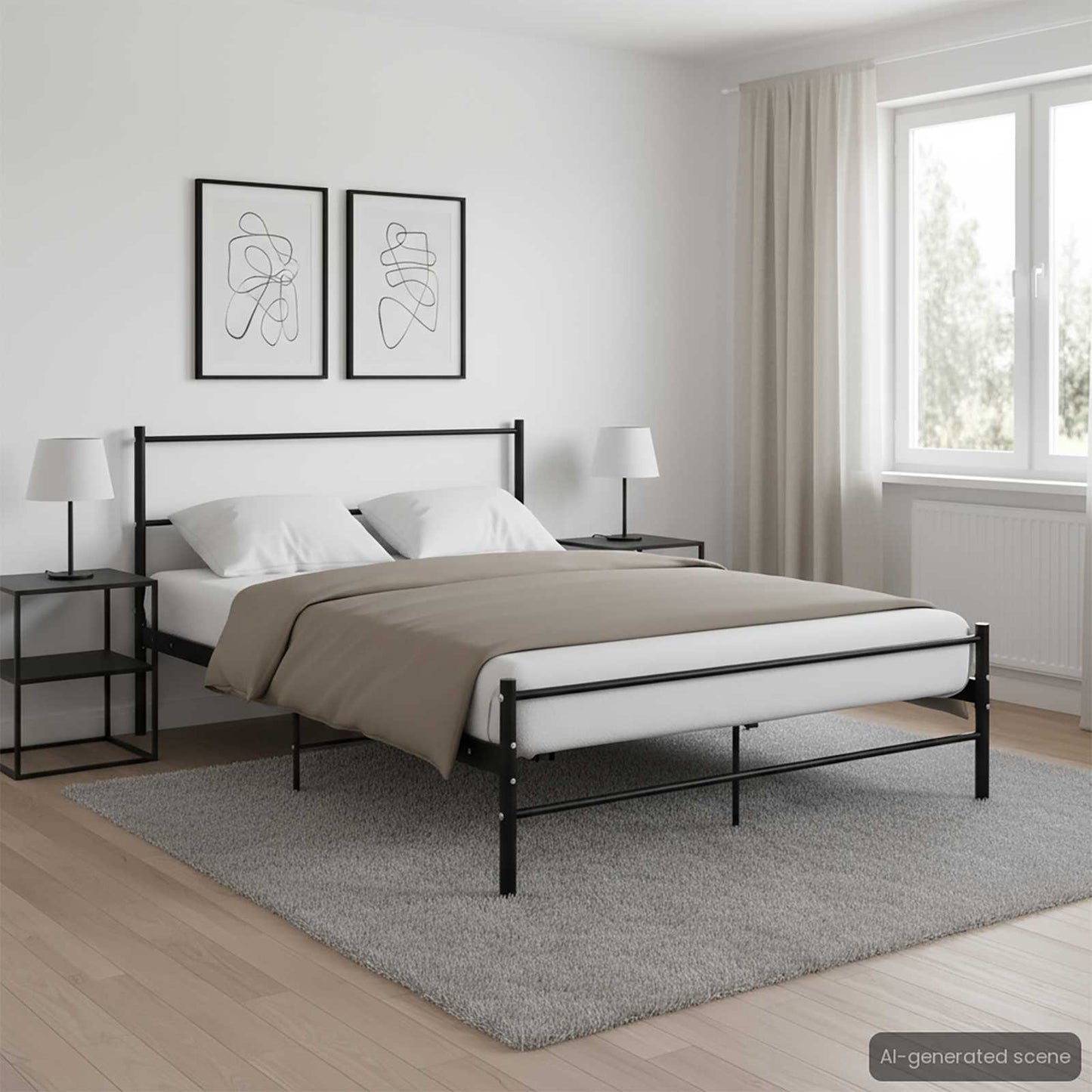 284690 vidaXL Bed Frame without Mattress Black Metal 120x200 cm