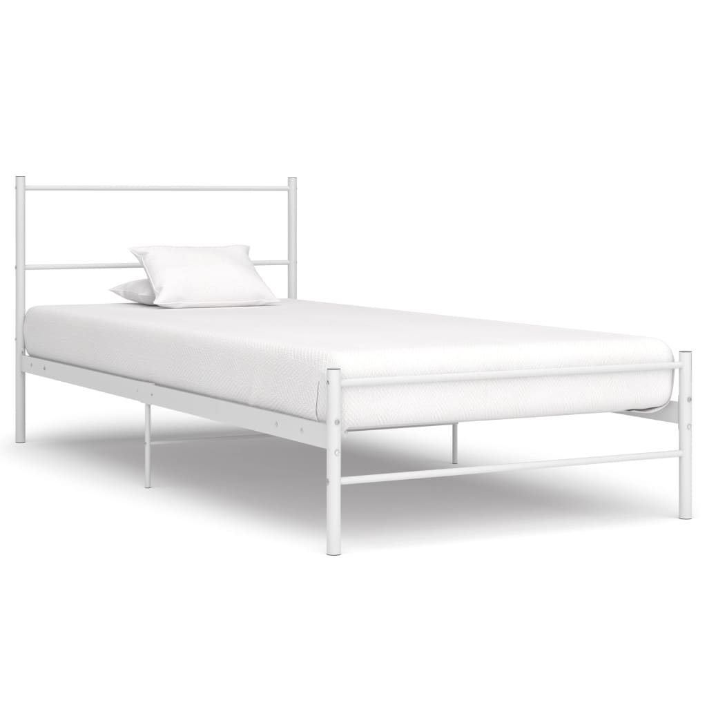 284692 vidaXL Bed Frame without Mattress White Metal 90x200 cm
