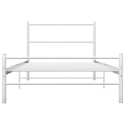 284693 vidaXL Bed Frame without Mattress White Metal 100x200 cm