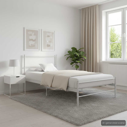 vidaXL Bed Frame without Mattress White Metal 100x200 cm