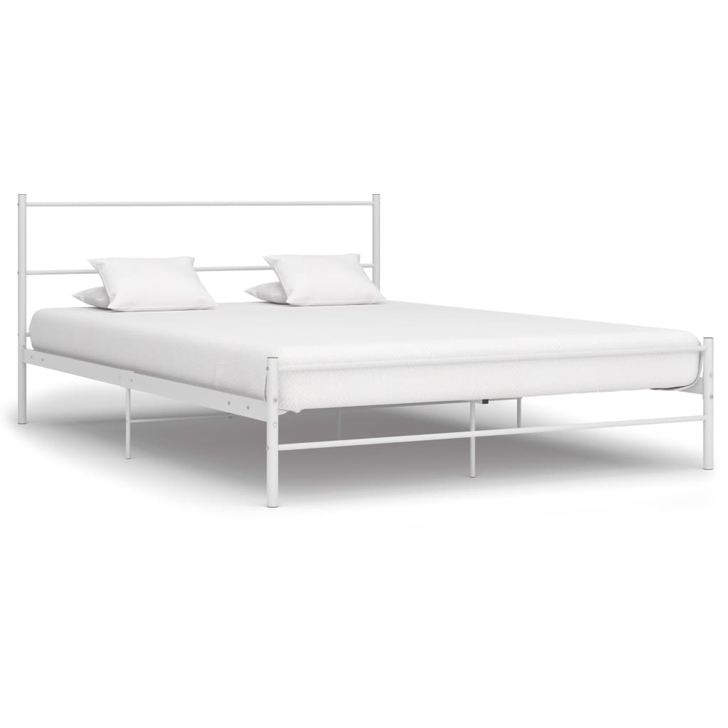 vidaXL Bed Frame | White | Metal | Double |  Durable  | Bed Frame | Rectangular