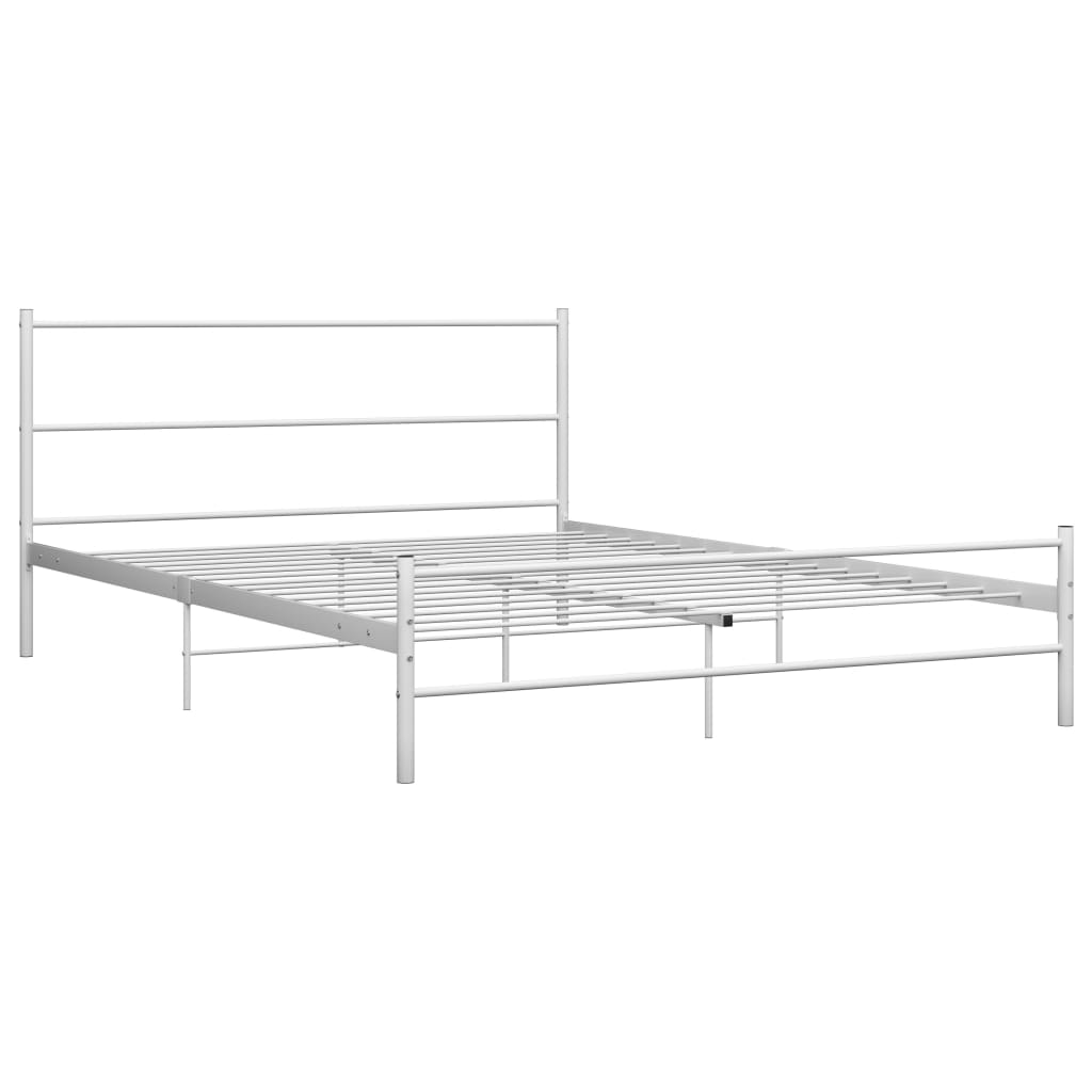 vidaXL Bed Frame | White | Metal | Double |  Durable  | Bed Frame | Rectangular