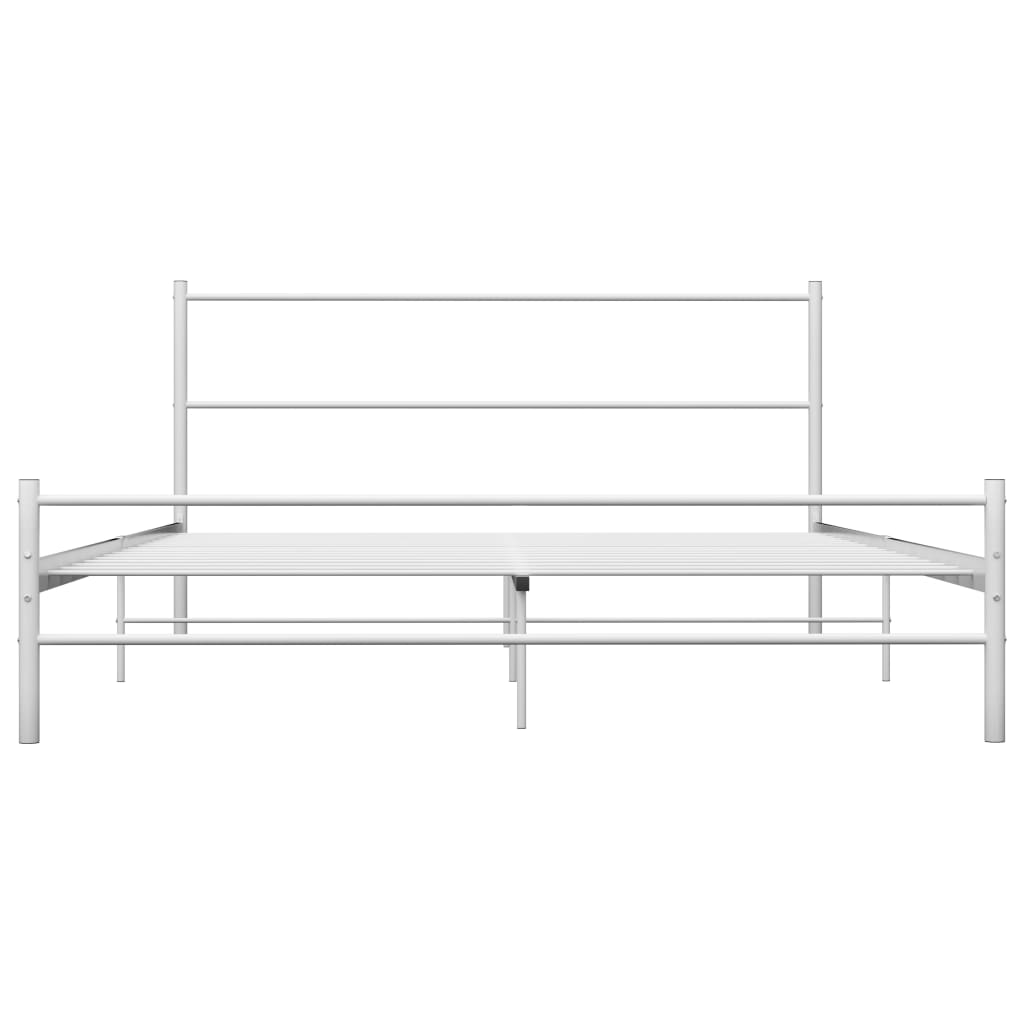 vidaXL Bed Frame | White | Metal | Double |  Durable  | Bed Frame | Rectangular