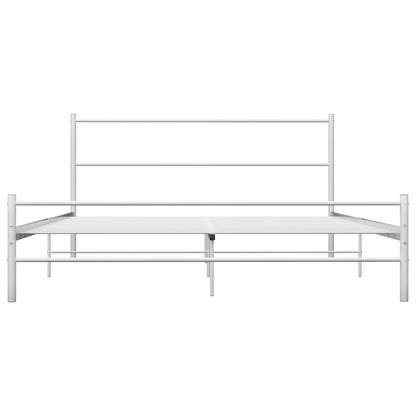 vidaXL Bed Frame | White | Metal | Double |  Durable  | Bed Frame | Rectangular