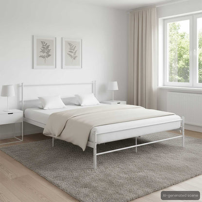 vidaXL Bed Frame without Mattress White Metal 120x200 cm