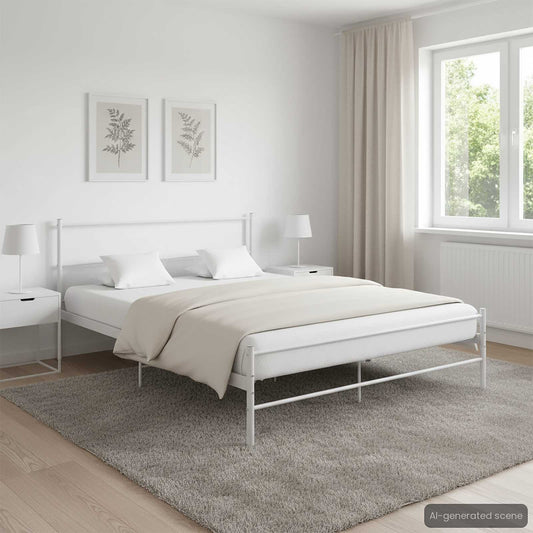 284694 vidaXL Bed Frame without Mattress White Metal 120x200 cm