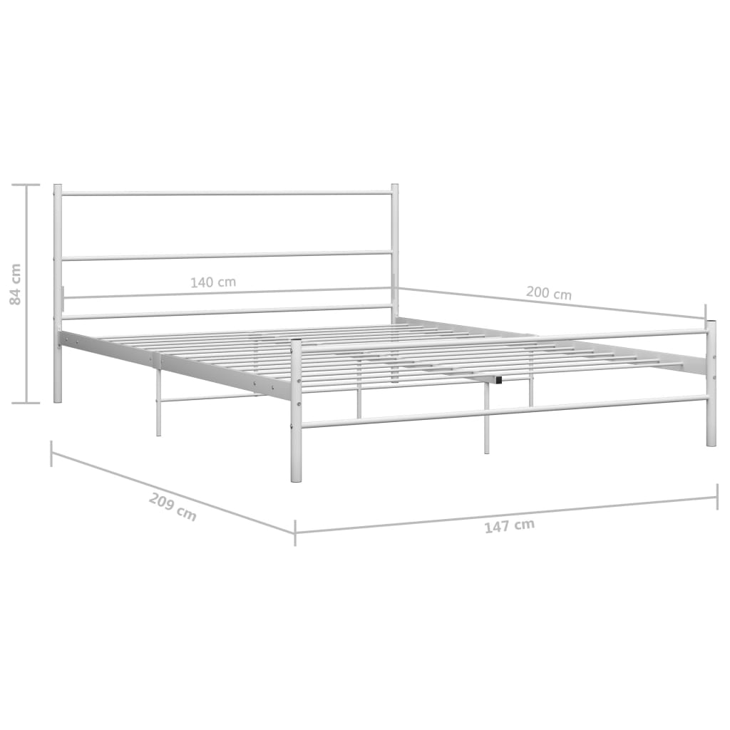 284695 vidaXL Bed Frame without Mattress White Metal 140x200 cm