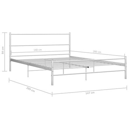 284695 vidaXL Bed Frame without Mattress White Metal 140x200 cm
