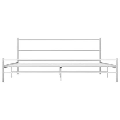 vidaXL Bed Frame without Mattress with Headboard White 160x200 cm Metal