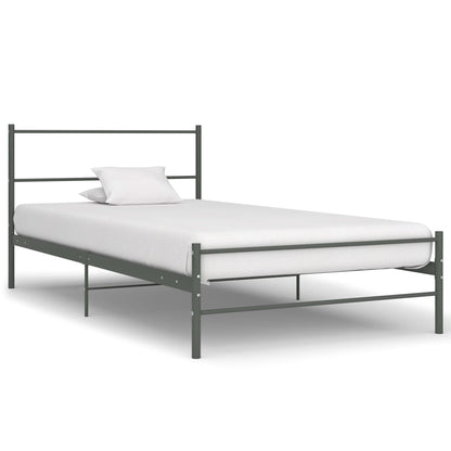 vidaXL Bed Frame | Grey | Metal | Single | Sturdy | Bed Frame | Rectangular