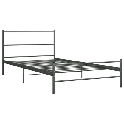 vidaXL Bed Frame | Grey | Metal | Single | Sturdy | Bed Frame | Rectangular