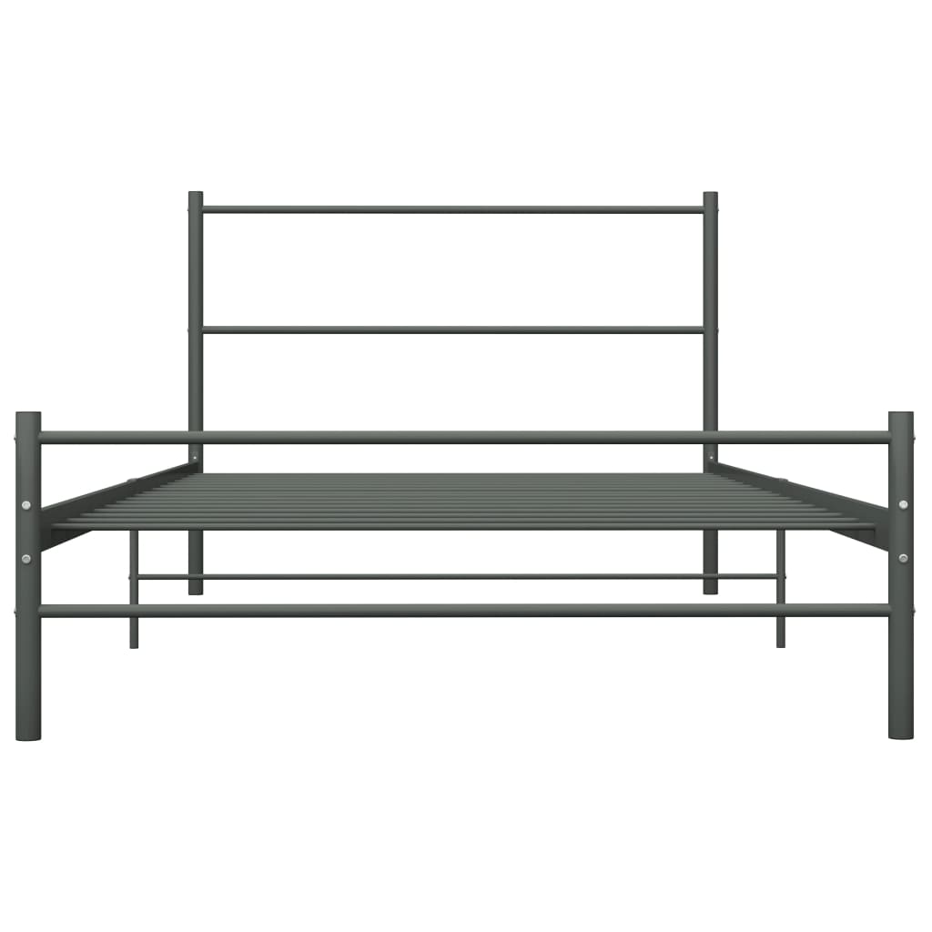 vidaXL Bed Frame | Grey | Metal | Single | Sturdy | Bed Frame | Rectangular