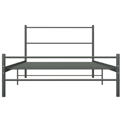 vidaXL Bed Frame | Grey | Metal | Single | Sturdy | Bed Frame | Rectangular
