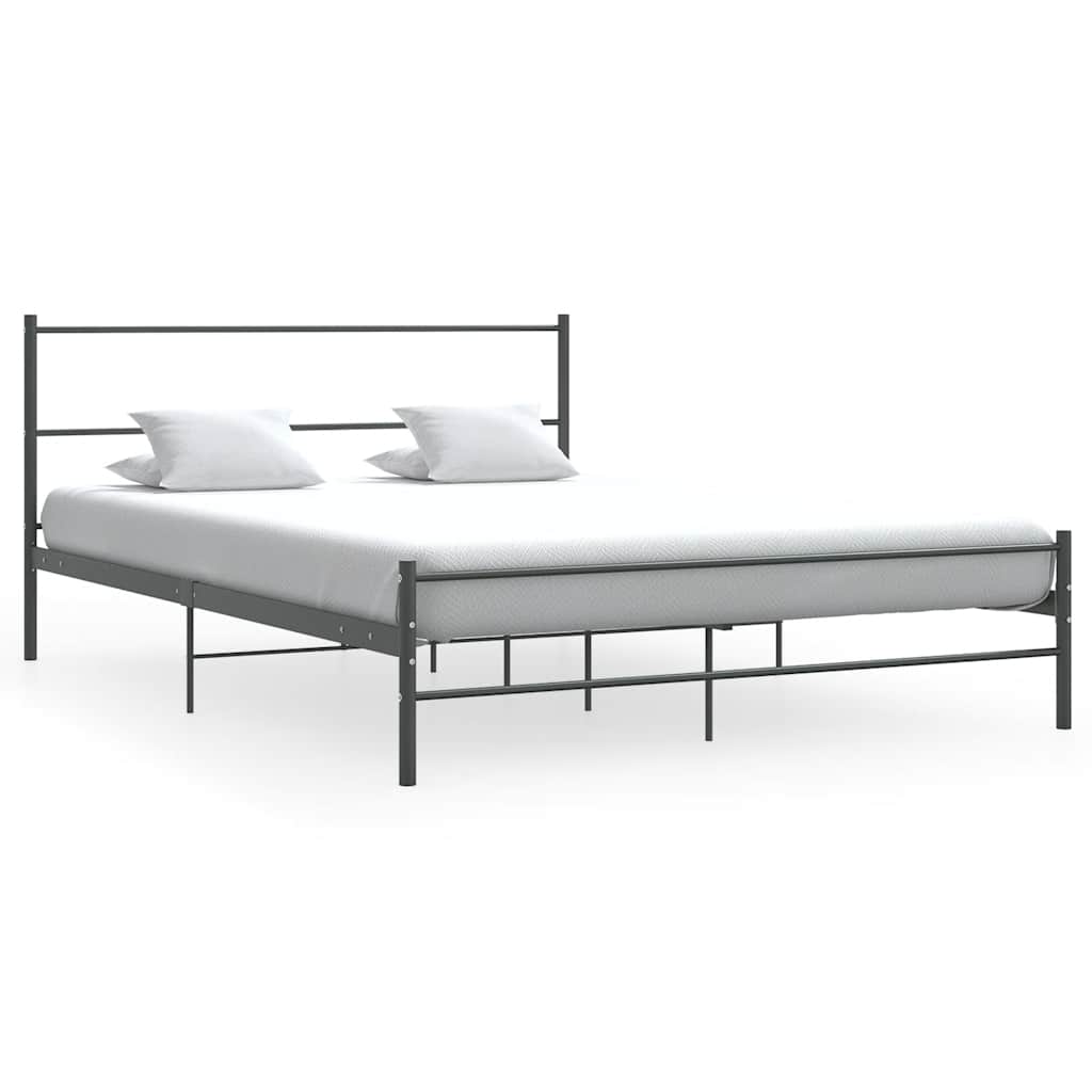 vidaXL Bed Frame | Grey | Metal | 140x200 cm | Durable | Bed Frame | Rectangular