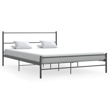vidaXL Bed Frame | Grey | Metal | 140x200 cm | Durable | Bed Frame | Rectangular