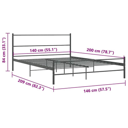 vidaXL Bed Frame without Mattress Grey Metal 140x200 cm