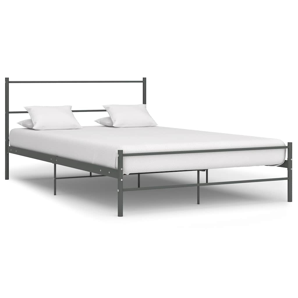 vidaXL Bed Frame | Grey | Metal | Double | Durable | Bed Frame | Rectangular