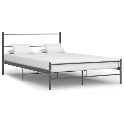 vidaXL Bed Frame | Grey | Metal | Double | Durable | Bed Frame | Rectangular