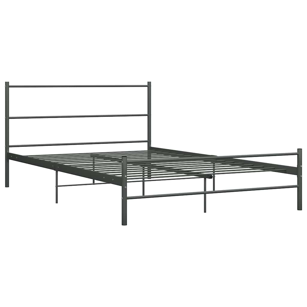 vidaXL Bed Frame | Grey | Metal | Double | Durable | Bed Frame | Rectangular