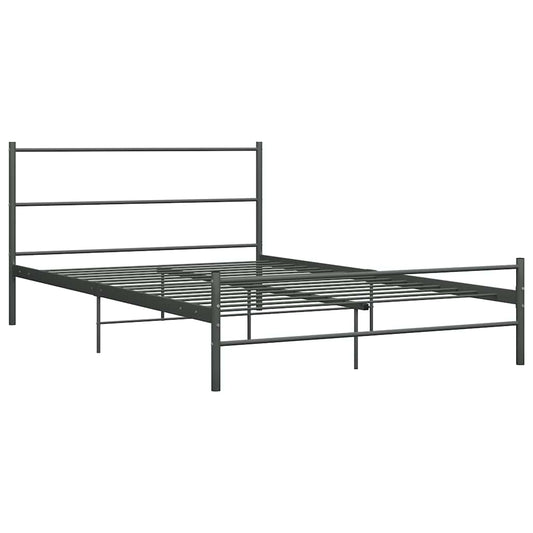 vidaXL Bed Frame | Grey | Metal | Double | Durable | Bed Frame | Rectangular
