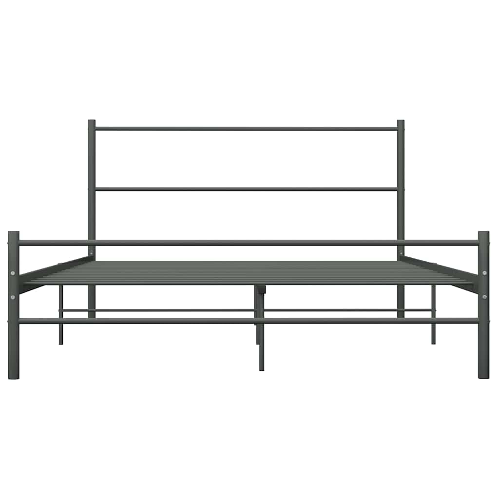 vidaXL Bed Frame | Grey | Metal | Double | Durable | Bed Frame | Rectangular