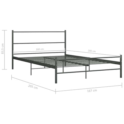 vidaXL Bed Frame | Grey | Metal | Double | Durable | Bed Frame | Rectangular