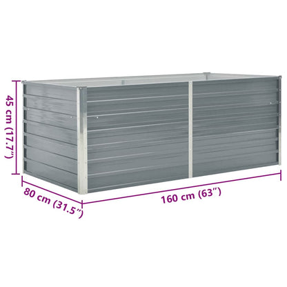 vidaXL Raised Garden Bed 160x80x45 cm Galvanised Steel Grey